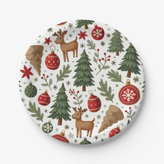 Weihnachtspapier-Party Pappteller (Vorderseite)