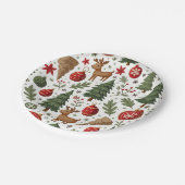 Weihnachtspapier-Party Pappteller (Schrägansicht)