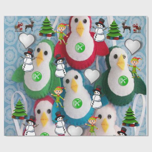 Weihnachtspapier Pinguin Geschenkpapier (Flach)