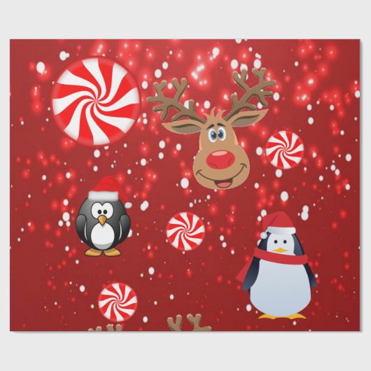 Weihnachtspapier Pinguin Geschenkpapier (Flach)