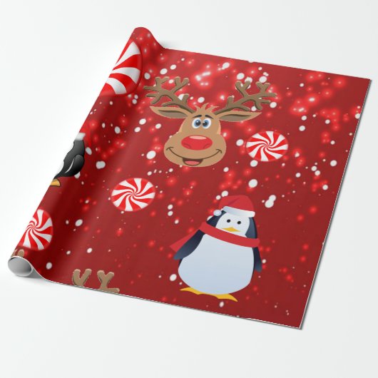 Weihnachtspapier Pinguin Geschenkpapier (Ungerollt)