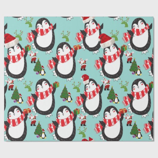 Weihnachtspapier Pinguin Geschenkpapier (Flach)