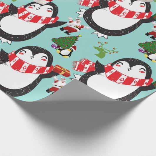Weihnachtspapier Pinguin Geschenkpapier (Ecke)
