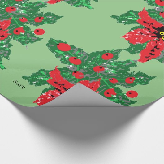 Weihnachtspapier : POINSETTIAS Geschenkpapier (Ecke)