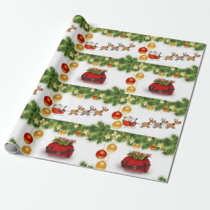 Weihnachtspapier Santa Schlitten Geschenkpapier