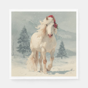 Weihnachtspapier Serviette / Schöner weißer Hengst