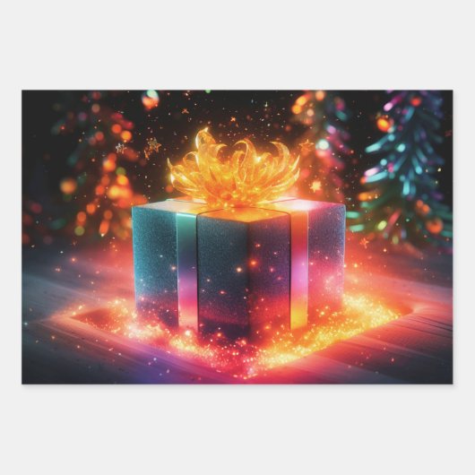 Weihnachtspapier Set mit 3 Geschenken. Geschenkpapier Set (Vorderseite 3)