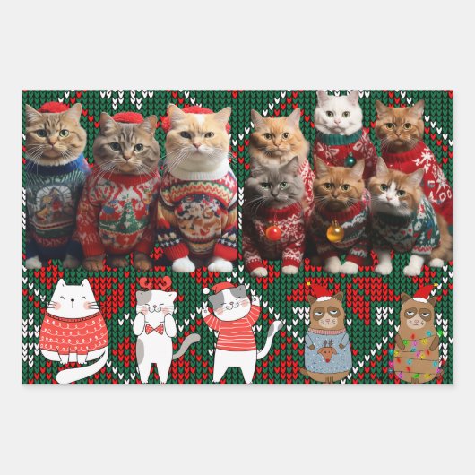 Weihnachtspapier Set mit 3 Geschenken. Geschenkpapier Set (Vorderseite 2)