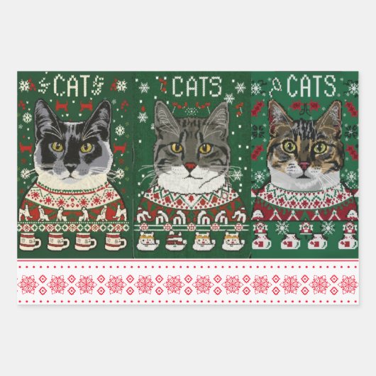 Weihnachtspapier Set mit 3 Geschenken. Geschenkpapier Set (Vorderseite)