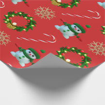 Weihnachtspapier Süßer Schneemann Kranz Bonbon