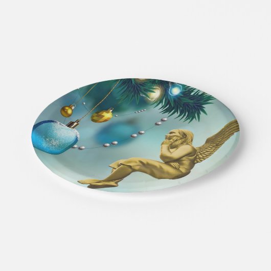 Weihnachtspapier-Teller, Angel Pappteller (Schrägansicht)