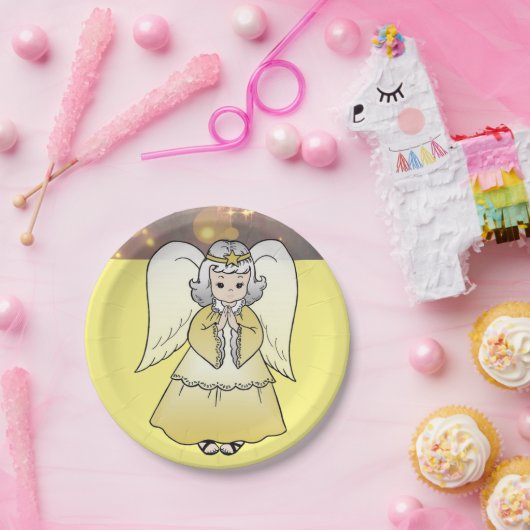 Weihnachtspapier-Teller, Angel Pappteller (Party)
