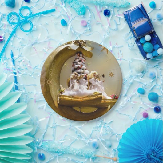 Weihnachtspapier-Teller, Angel Pappteller (Party)