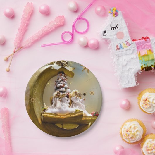 Weihnachtspapier-Teller, Angel Pappteller (Party)