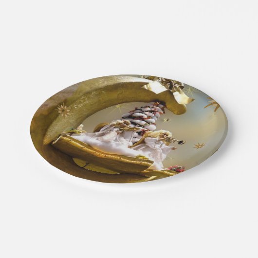 Weihnachtspapier-Teller, Angel Pappteller (Schrägansicht)