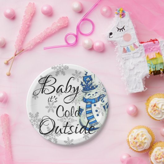 Weihnachtspapier-Teller, Baby, es ist kalt draußen Pappteller (Party)