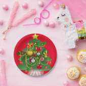 Weihnachtspapier-Teller, Baum Pappteller (Party)