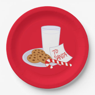 Weihnachtspapier-Teller/Cookies und Milch Pappteller