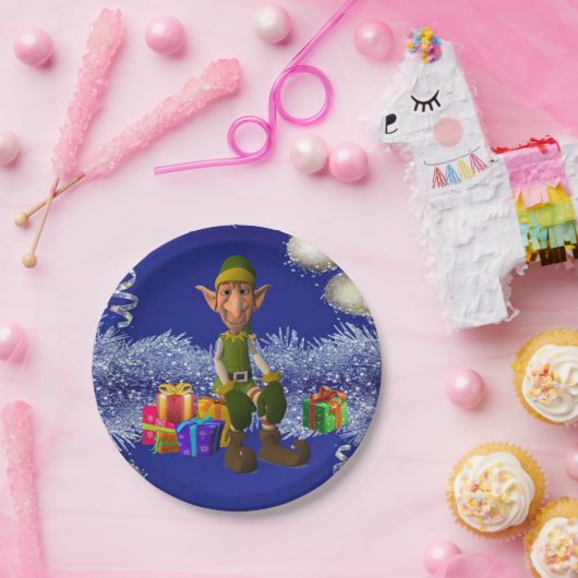 Weihnachtspapier-Teller, Elf Pappteller (Party)