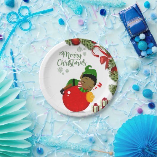 Weihnachtspapier-Teller, Elf Pappteller (Party)