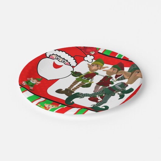 Weihnachtspapier-Teller, Elf Pappteller (Schrägansicht)