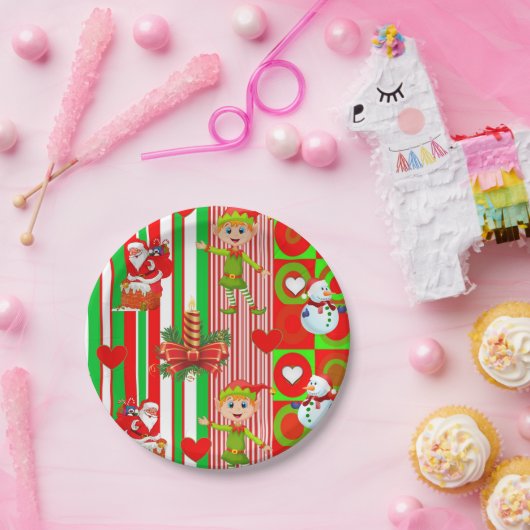 Weihnachtspapier-Teller, Elf Pappteller (Party)