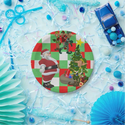 Weihnachtspapier-Teller, Elf Pappteller (Party)