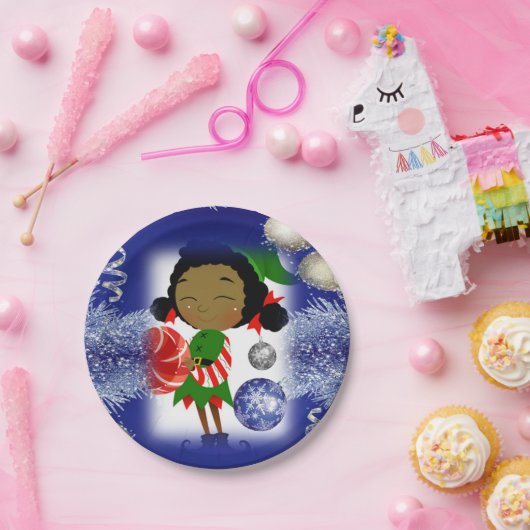 Weihnachtspapier-Teller, Elf Pappteller (Party)