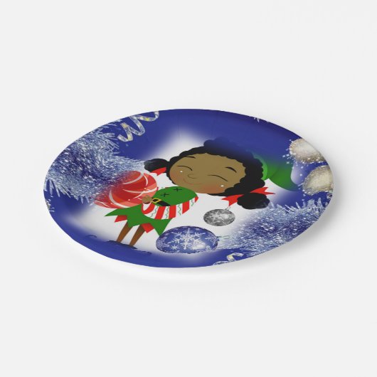 Weihnachtspapier-Teller, Elf Pappteller (Schrägansicht)