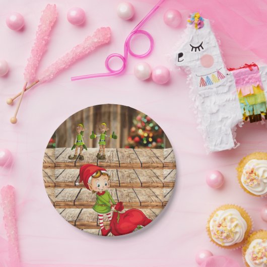 Weihnachtspapier-Teller, Elf Pappteller (Party)