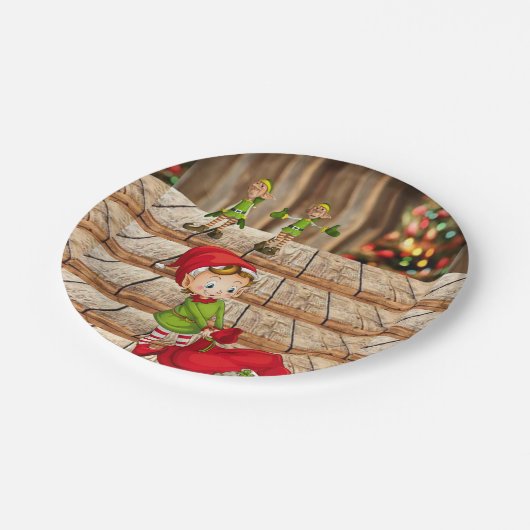 Weihnachtspapier-Teller, Elf Pappteller (Schrägansicht)