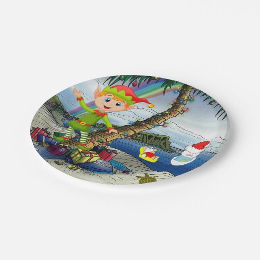 Weihnachtspapier-Teller, Elf Pappteller (Schrägansicht)