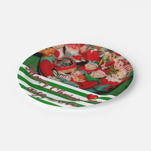 Weihnachtspapier-Teller, Elf Pappteller (Schrägansicht)