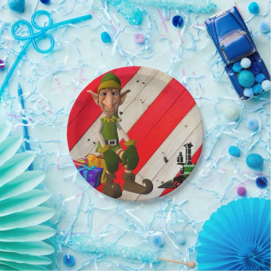 Weihnachtspapier-Teller, Elf Pappteller (Party)