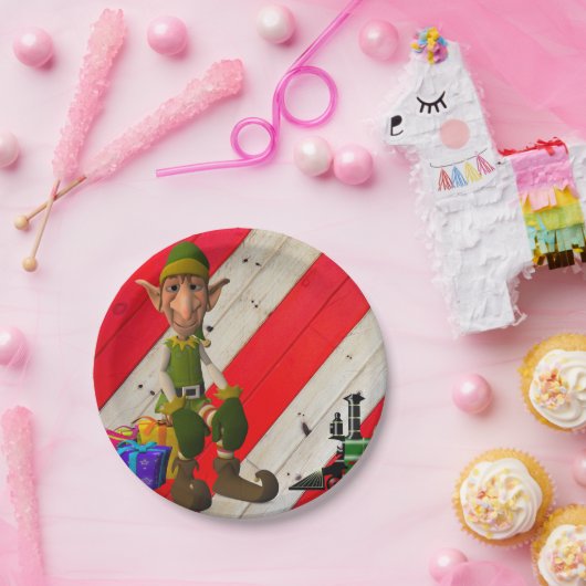 Weihnachtspapier-Teller, Elf Pappteller (Party)