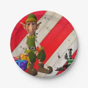 Weihnachtspapier-Teller, Elf Pappteller