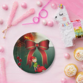 Weihnachtspapier-Teller, Elf Pappteller (Party)