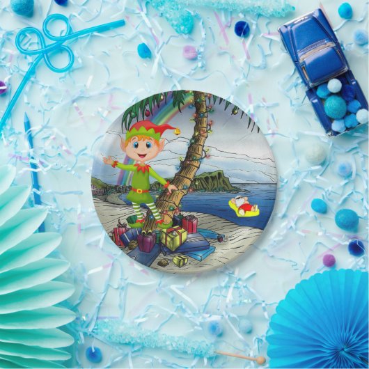 Weihnachtspapier-Teller, Elf Pappteller (Party)