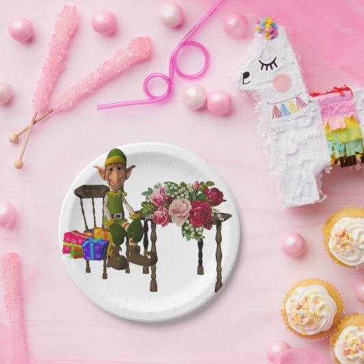 Weihnachtspapier-Teller, Elf Pappteller (Party)