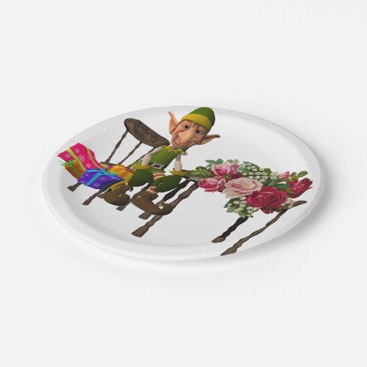 Weihnachtspapier-Teller, Elf Pappteller (Schrägansicht)