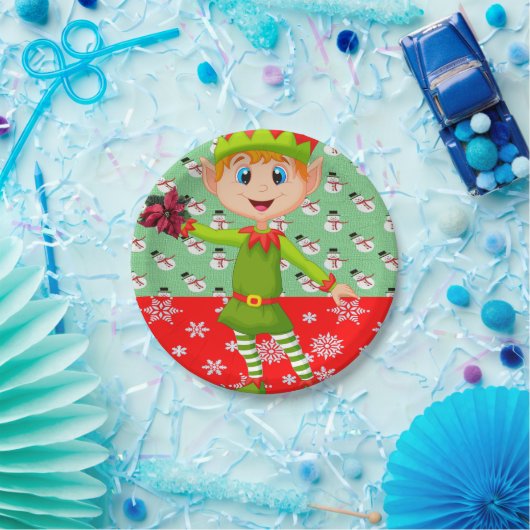 Weihnachtspapier-Teller, Elf Pappteller (Party)