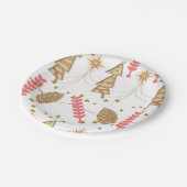 Weihnachtspapier-Teller, frohe Weihnachts-Goldbaum Pappteller (Schrägansicht)