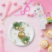 Weihnachtspapier-Teller, Goldbälle Pappteller (Party)
