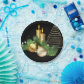 Weihnachtspapier-Teller, Goldkerze Pappteller (Party)