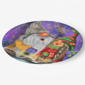 Weihnachtspapier-Teller Happy Party Gnomes Pappteller (Schrägansicht)
