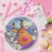 Weihnachtspapier-Teller Happy Reindeer Pappteller (Party)