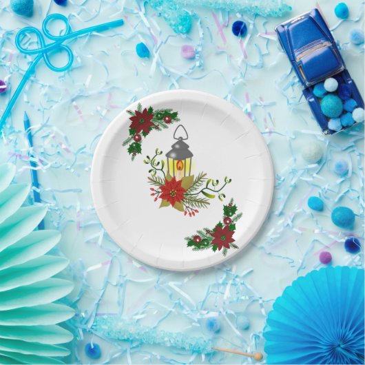 Weihnachtspapier-Teller, Kerze Pappteller (Party)