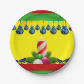 Weihnachtspapier-Teller, Kerze Pappteller (Vorderseite)
