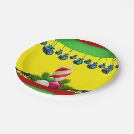 Weihnachtspapier-Teller, Kerze Pappteller (Schrägansicht)