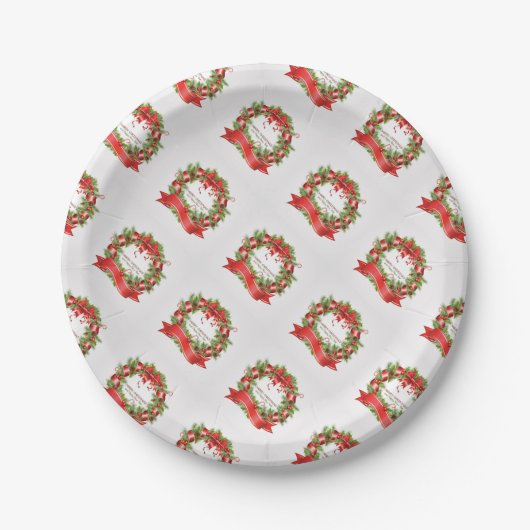 Weihnachtspapier-Teller/Kranz Pappteller (Vorderseite)